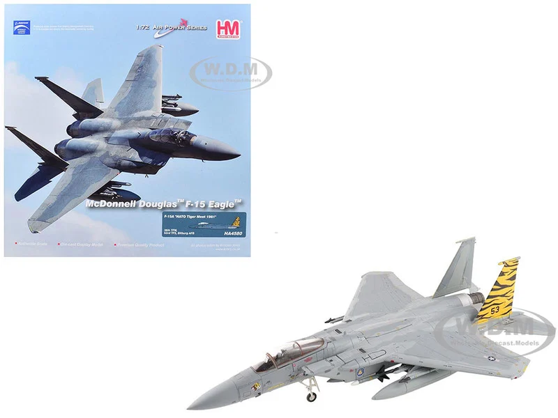 McDonnell Douglas F-15A Eagle Fighter Aircraft "NATO Tiger Meet, 36th TFW, 53rd TFS, Bitburg AFB," (1981) United States Air Force "Air Power Series" 1/72 Diecast Model by Hobby Master