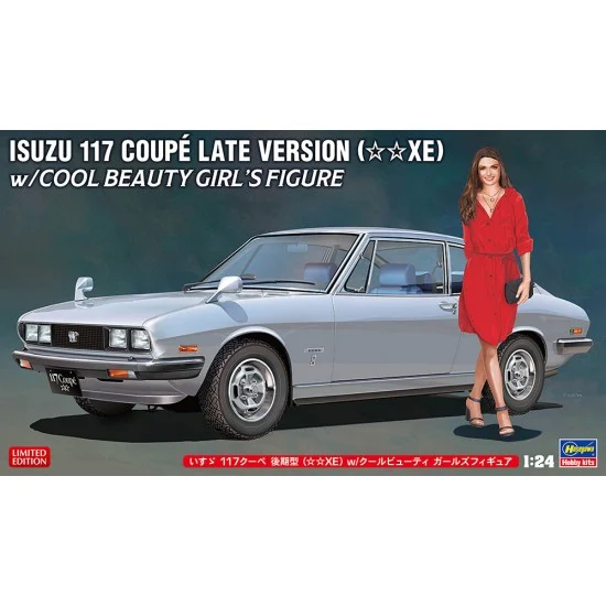 Hasegawa 52404 1/24 Isuzu 117 Coupe Late Version with Cool Beauty Girl Figure - Model Cars