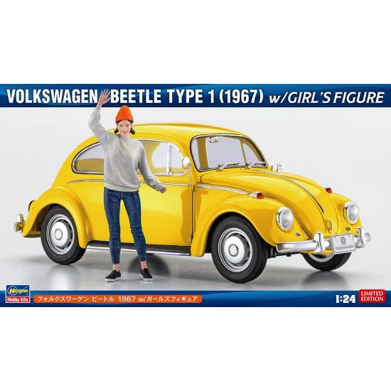 Hasegawa 52420 1/24 Volkswagen Beetle Type 1 (1967) with Girl's Figure [SP620] - Model Cars