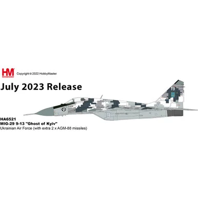 MIG-29 Fulcrum 1/72 Die Cast Model - HA6521 "Ghost of Kyiv", Ukrainian AF (with extra 2 x AGM-88 missile