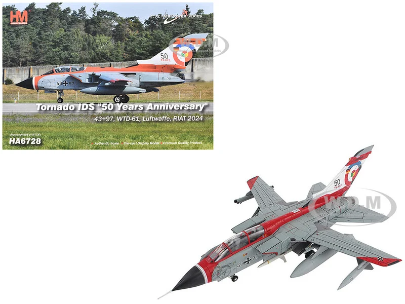 Panavia Tornado IDS Aircraft "43+97, WTD-61, 50 Years, Royal International Air Tattoo" (2024) German Luftwaffe "Air Power Series" 1/72 Diecast Model by Hobby Master