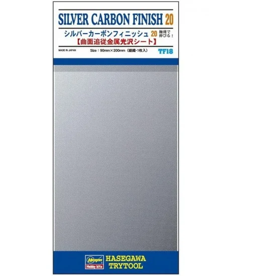 Hasegawa 71818 TF-18 Adhesive Detail & Marking Film #Silver Carbon Finish #20 (90mm x 200mm, 1pc)