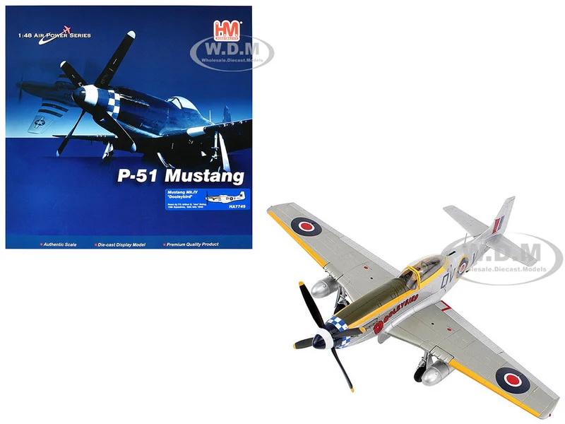 North American Mustang Mk.IV Fighter Aircraft "Flight Lieutenant Arthur S. 'Joe' Doley, 19th Squadron" (1945) British Royal Air Force "Air Power Series" 1/48 Diecast Model by Hobby Master - Military Models