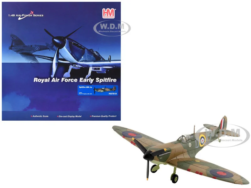 Supermarine Spitfire Mk.1a Fighter Aircraft "X4009, Flight Lieutenant P.C. Hughes" (1940) British Royal Air Force "Air Power Series" 1/48 Diecast Model by Hobby Master - Military Models