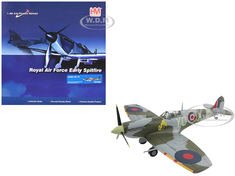 Supermarine Spitfire Mk Vb Fighter Aircraft "EN921, Flying Officer Jack Sheppard, No. 401 Squadron" (1943) Royal Canadian Air Force "Air Power Series" 1/48 Diecast Model by Hobby Master - Military Models
