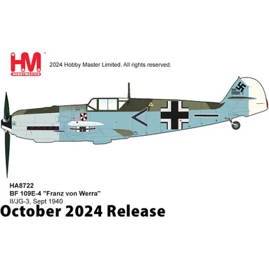 BF 109E-4 1/48 Die Cast Model - HA8722 Franz von Werra, II/JG-3, Sept 1940