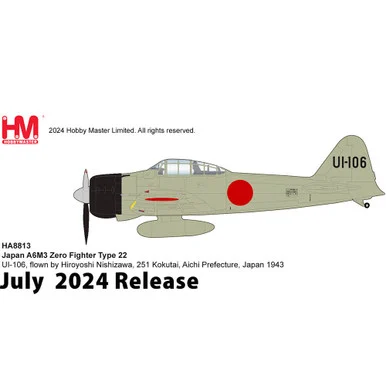A6M3 Type 22 1/48 Die Cast Model - HA8813 H. Nishizawa, 251 Kokutai, Aichi Prefecture, 1943