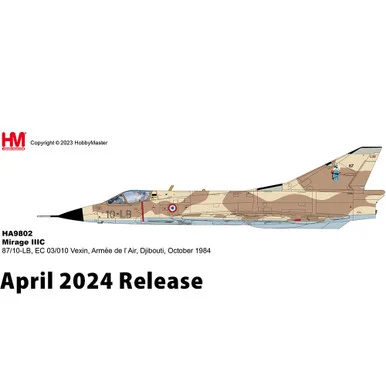 Mirage IIIC 1/72 Die Cast Model - HA9802 EC 03/010 Vexin, Armée de l Air, Djibouti, October 1984