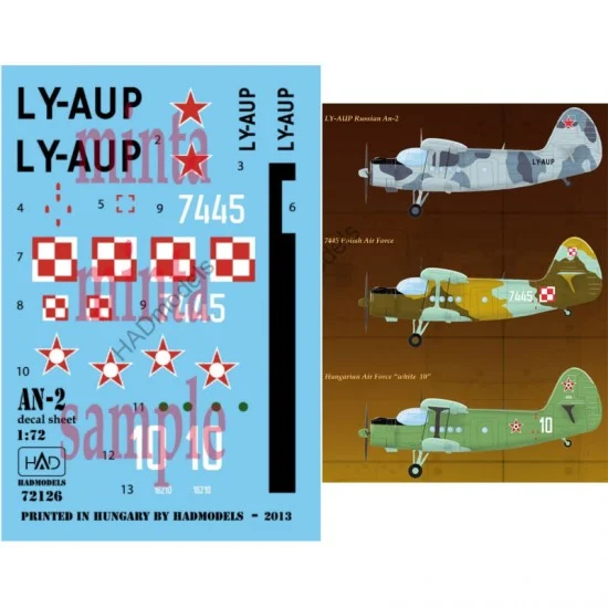 HAD Models 72126 Decals for 1/72 AN-2 Military