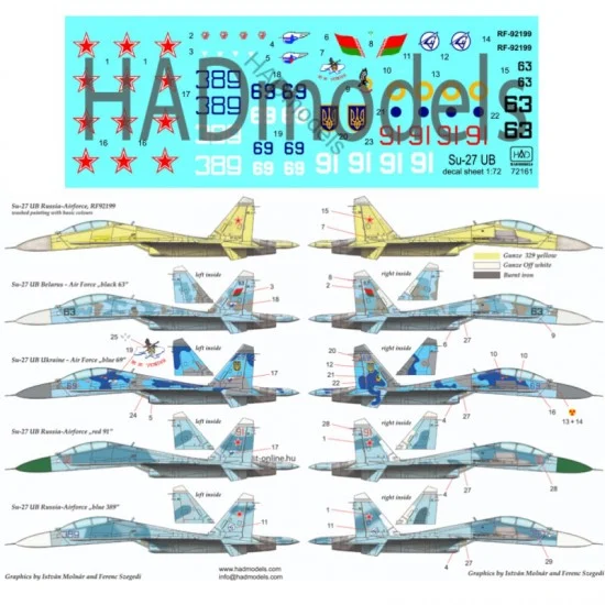HAD Models 72161 Decals for 1/72 Su-27 UB Flanker C
