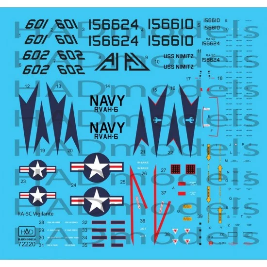 HAD Models 72220 Decals for 1/72 RA-5C Vigilante part 3 / USS Nimizt with full stencil
