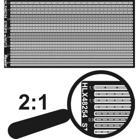 Hauler HLX48254 1/48 PE Strips w/Nuts 0.6-1.1mm (total dimensions 100x50mm)