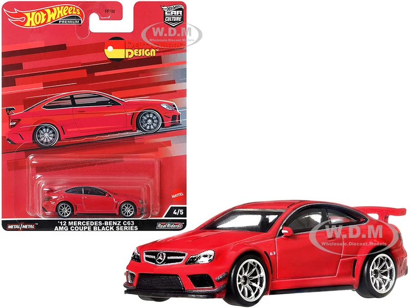 2012 Mercedes Benz C63 AMG Coupe Black Series Red "Deutschland Design" Series Diecast Model Car by Hot Wheels - Mercedes Models