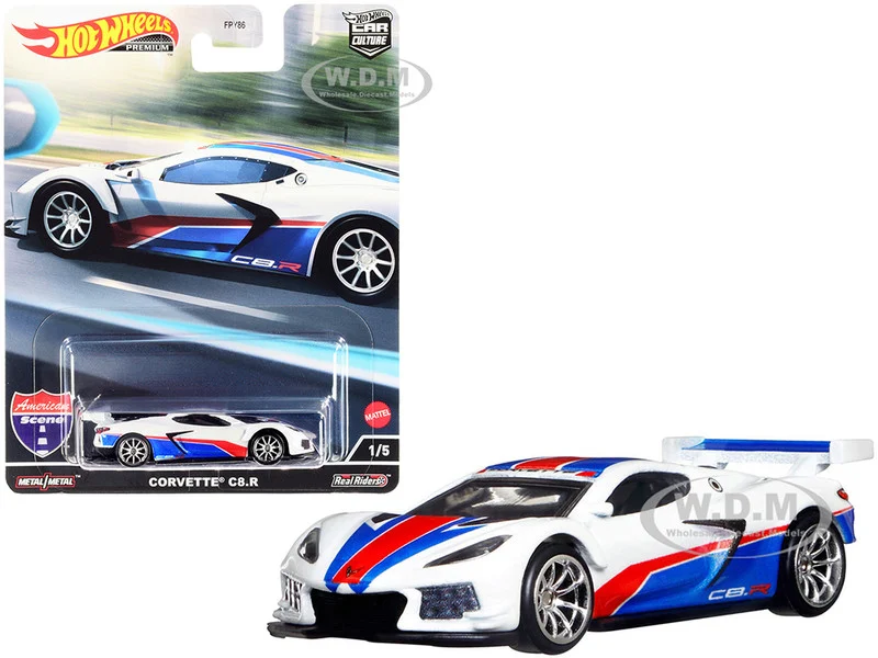 Chevrolet Corvette C8.R Pearl White with Red and Blue Stripes "American Scene" "Car Culture" Series Diecast Model Car by Hot Wheels - Chevrolet Models