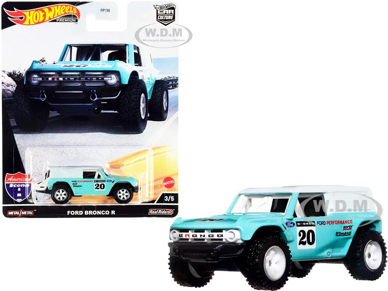Ford Bronco R #20 Turquoise with White Top "American Scene" "Car Culture" Series Diecast Model Car by Hot Wheels - Ford Models