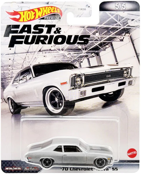 1970 Chevrolet Nova SS Silver Metallic with Black Stripes "Fast & Furious" Series Diecast Model Car by Hot Wheels - Chevrolet Models