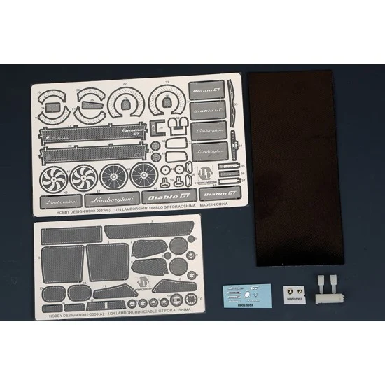 Hobby Design HD02-0353 1/24 Lamborghini Diablo GT Detail-up Set for Aoshima kit #010501 (Resin+PE+Metal Logo)