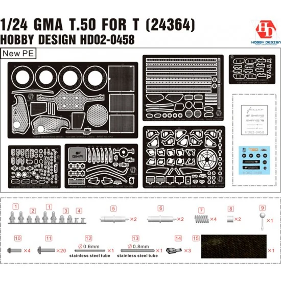 Hobby Design HD02-0458 1/24 GMA T.50 Gordon Murray Automotive Detail-up Set for Tamiya kit #24364