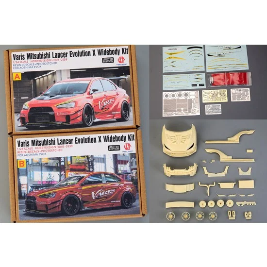 Hobby Design HD03-0539 1/24 Varis Mitsubishi Lancer Evolution X Widebody kit for Aoshima EVOX kits