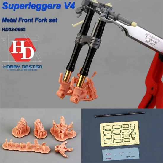 Hobby Design HD03-0665 1/12 Ducati Superleggera V4 Metal Front Fork Set