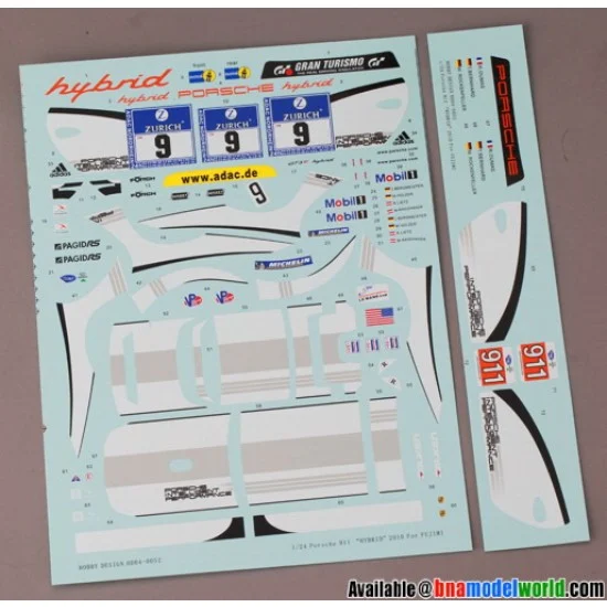 Hobby Design HD04-0052 Decals for 1/24 Porsche 911 GT3 "Hybrid" 2010 for Fujimi kit
