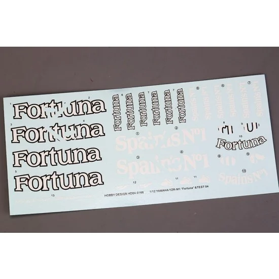 Hobby Design HD04-0166 1/12 Yamaha YZR-M1 Fortuna and TEST Decal