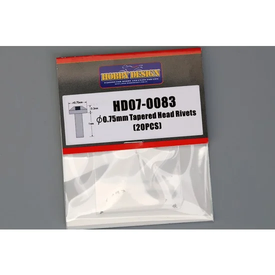 Hobby Design HD07-0083 0.75mm Tapered Head Rivets (20pcs) for 1/24 models