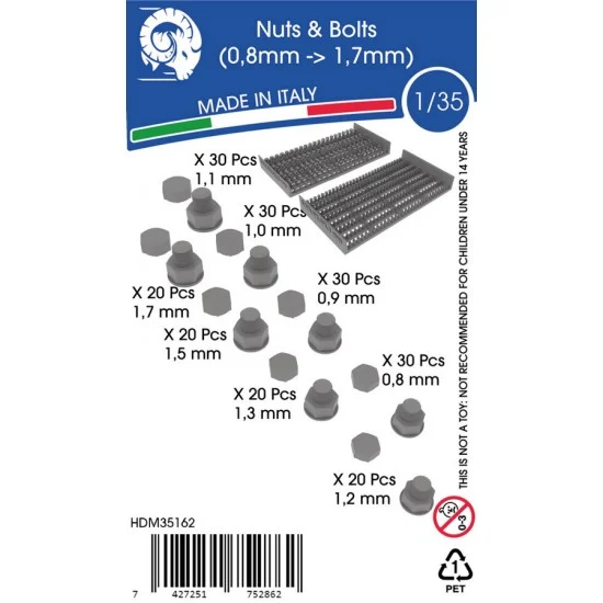 HD Models 35162 1/35 Nuts and Bolts (0.8mm - 1.7mm)