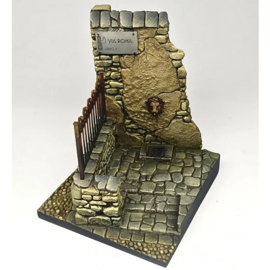 HD Models 35298 1/35 Corner with Fountain (8x8 base) - Scenics & Diorama