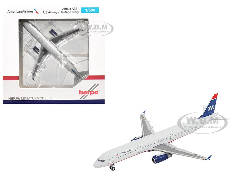 Airbus A321 Commercial Aircraft "American Airlines" (N578UW) Gray with Blue Tail 1/500 Diecast Model Airplane by Herpa