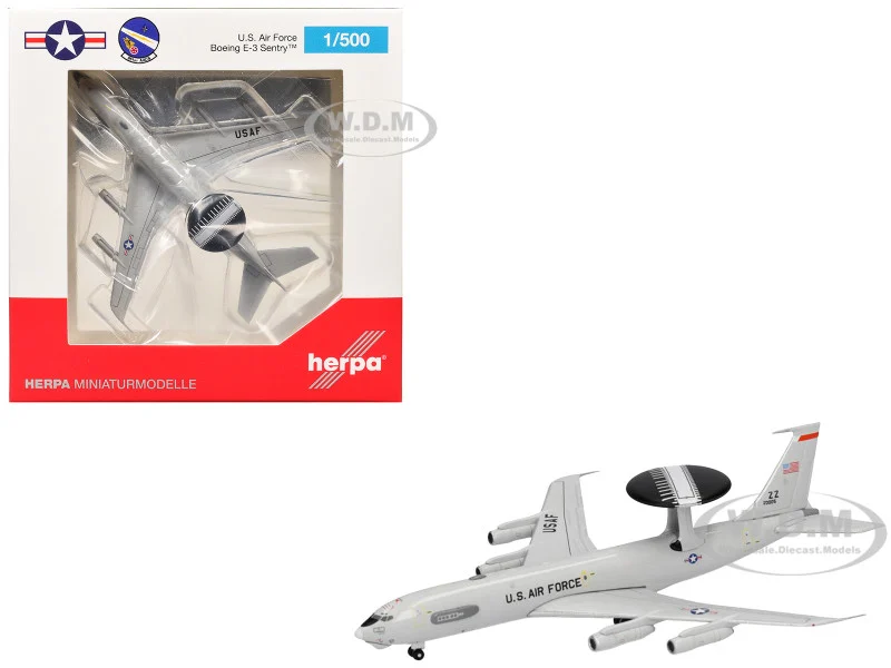 Boeing E-3 Sentry Aircraft "961st Airborne Air Control Squadron, Kadena Air Base" (81-0005) United States Air Force 1/500 Diecast Model Airplane by Herpa