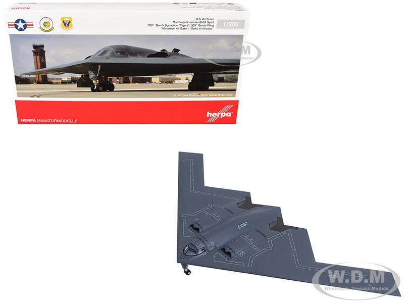 Northrop Grumman B-2A Spirit Stealth Bomber Aircraft "Spirit of Arizona, 393rd Bomb Squadron 'Tigers', 509th Bomb Wing, Whiteman Air Force Base" United States Air Force 1/200 Diecast Model Airplane by Herpa