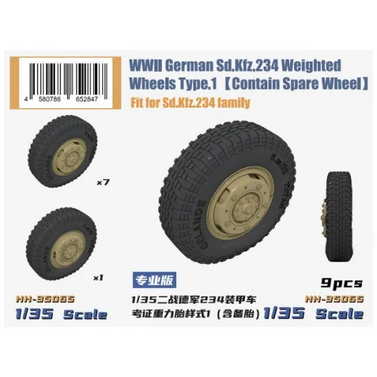Heavy Hobby HH-35065 1/35 WWII German Sd.Kfz.234 Weighted Wheels Type.1 (Contain Spare Wheel)