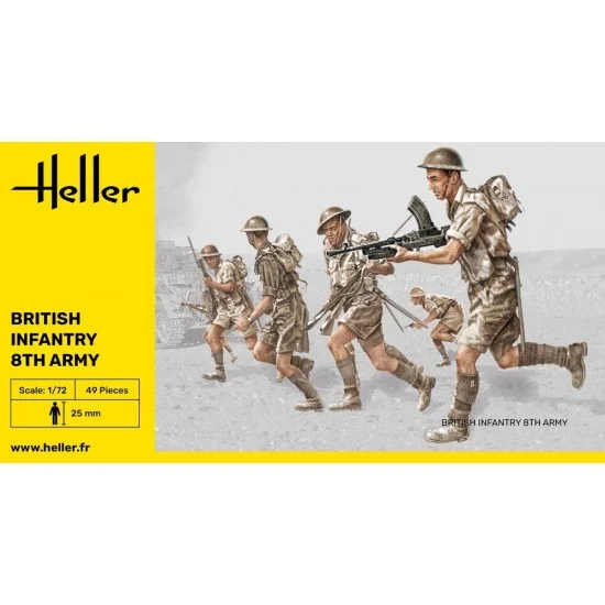 Heller 49609 1/72 British Infantry 8th Army (49 figures, each height: 25mm) - Model Figures