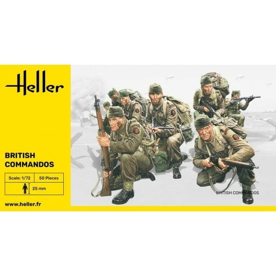 Heller 49632 1/72 British Commandos (50 figures, each height: 25mm) - Model Figures