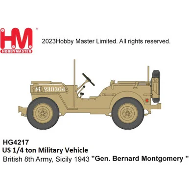 1/4 ton Military Vehicle 1/72 Die Cast Model - HG4217 British 8th Army, Gen. Bernard Montgomery, 1943