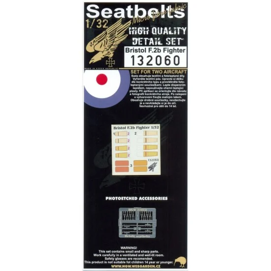 HGW 132060 1/32 Bristol F.2b Fighter Seatbelts for Wingnut Wings kit - Model Planes