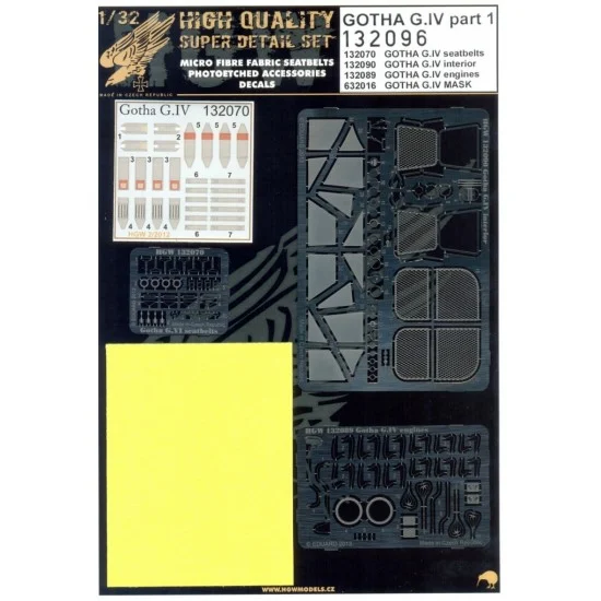 HGW 132096 1/32 Gotha G.IV Super Detail Set for Wingnut Wings kit - Model Planes