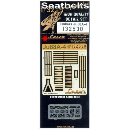 HGW 132530 1/32 Junkers Ju 88A-4 Seatbelts (Laser Cut) for Revell kit