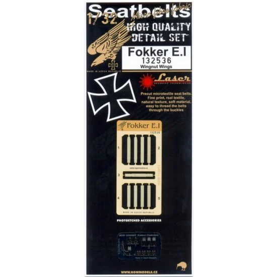 HGW 132536 1/32 Fokker E.I Seatbelts (Laser Cut) for Wingnut Wing kit - Model Planes