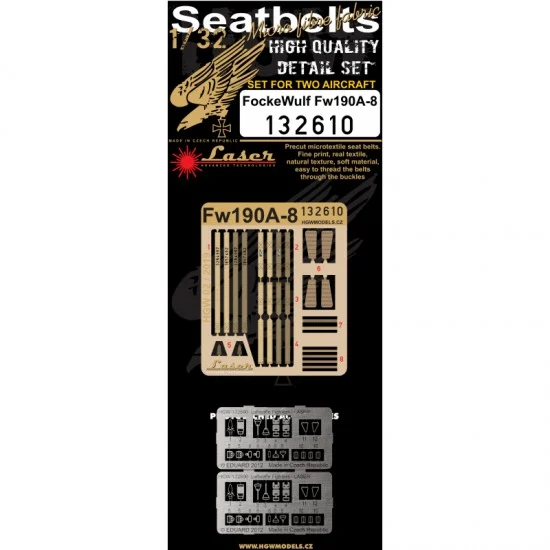HGW 132610 1/32 Focke Wulf Fw 190A-8 Seatbelts (Laser Cut)