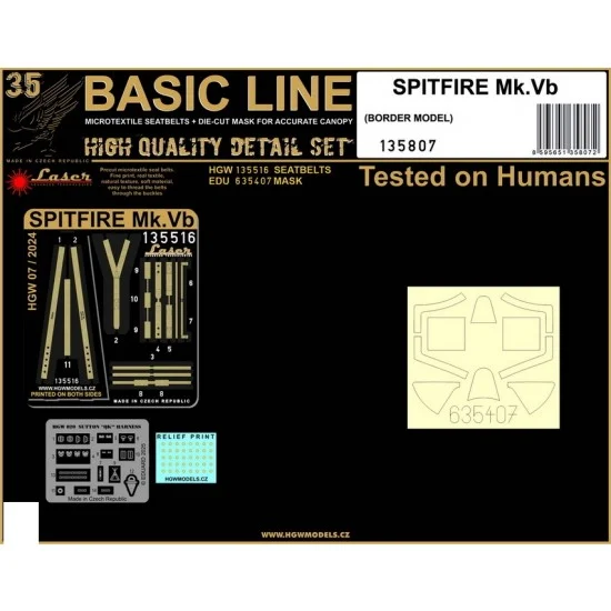 HGW 135807 1/35 Spitfire Mk.V Seatbelts and Masks for Border Model [Basic Line] - Model Planes