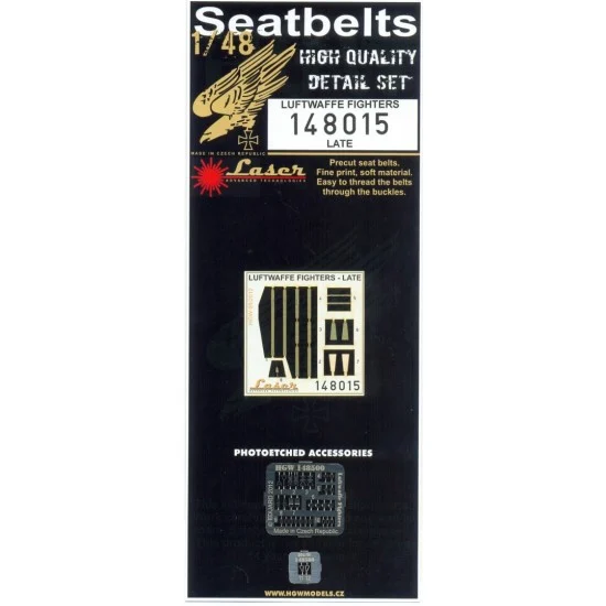 HGW 148015 1/48 Luftwaffe Fighters Seatbelts - Late (Laser Cut)