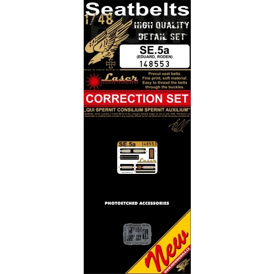 HGW 148553 1/48 British S.E.5a Seatbelts Correction Set (Laser Cut) - Model Planes