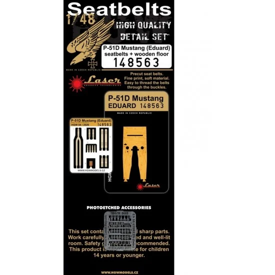 HGW 148563 1/48 North American P-51D Mustang Seatbelts & Wooden Floor for Eduard kits