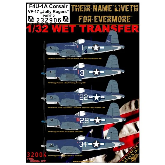 HGW 232906 Decals for 1/32 Vought F4U-1A VF-17 "Jolly Rogers" Part. 2
