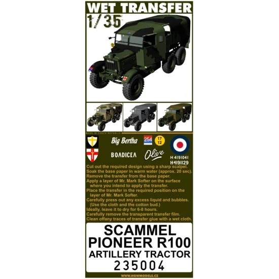 HGW 235004 1/35 Scammell Pioneer R100 Stencils (water-slide decals)