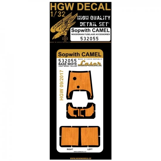 HGW 532055 1/32 Sopwith Camel Light Wood Decals for Wingnut Wings kits - Model Planes