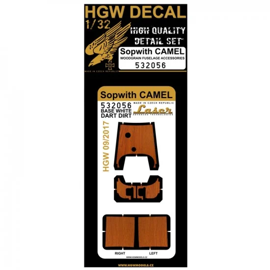 HGW 532056 1/32 Sopwith Camel Dark Wood Decals for Wingnut Wings kits - Model Planes