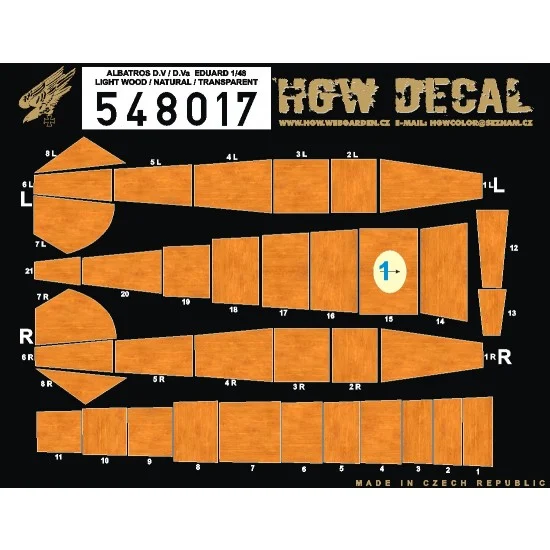 HGW 548017 1/48 Albatros D.V/D.VA Transparent Decals for Eduard kit - Model Planes